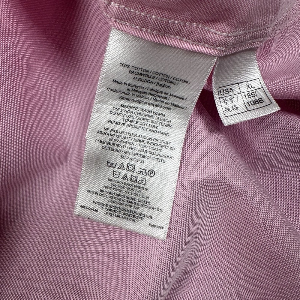 Brooks Brothers Shirt Mens Size XL Pink Madison Short Sleeve Button Down STAIN - Picture 8 of 8